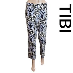 Tibi Tree Printed Crop Pants Women 8 Ankle Slit Whimsy Witchy Geometric Art